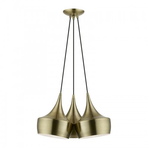 3 Light Antique Brass Cluster Pendant Livex