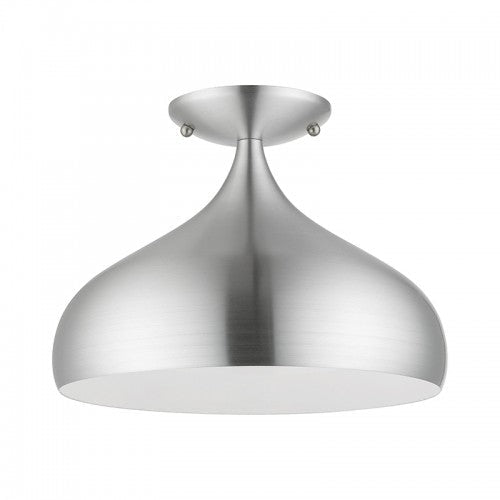 1 Light Brushed Aluminum Semi-Flush Mount Livex