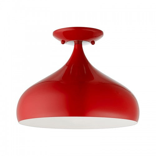 1 Light Shiny Red Semi-Flush Mount Livex