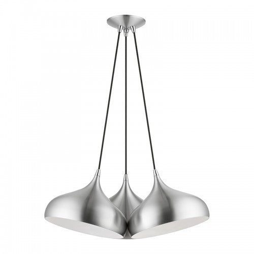 3 Light Brushed Aluminum Cluster Pendant Livex