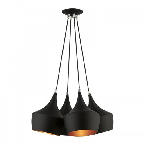 4 Light Black Cluster Pendant Livex