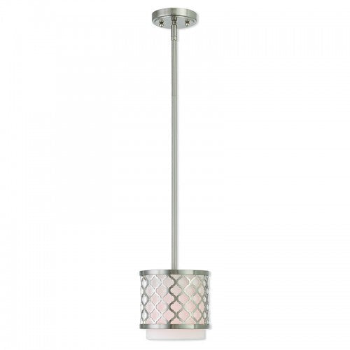 1 Light Brushed Nickel Single Pendant Livex