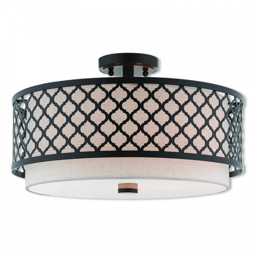 3 Light English Bronze Ceiling Mount Livex