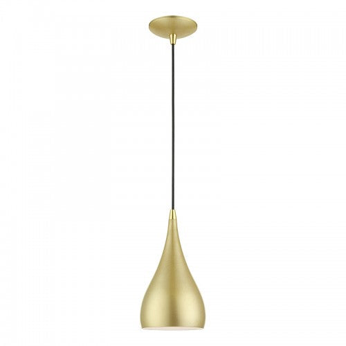 1 Light Soft Gold with Polished Brass Accents Mini Pendant Livex