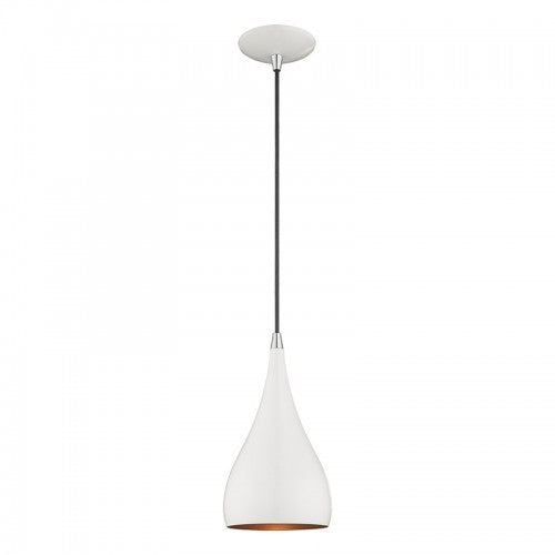 1 Light Shiny White Single Pendant Livex