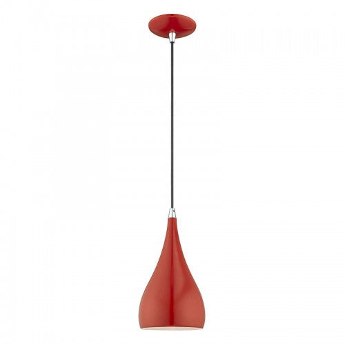 1 Light Shiny Red Single Pendant Livex