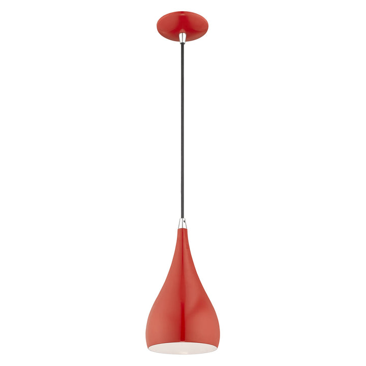 1 Light Shiny Red Single Pendant Livex