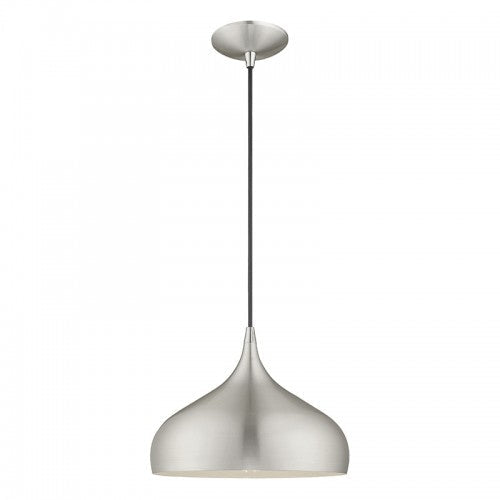 1 Light Brushed Aluminum Single Pendant Livex