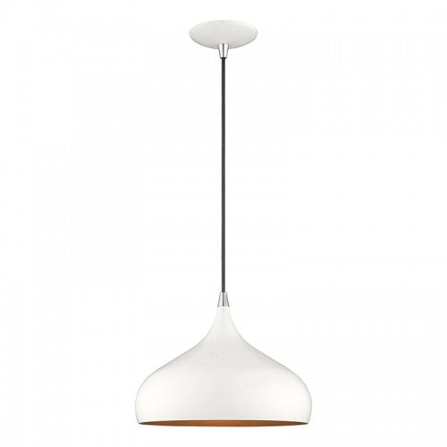 1 Light Shiny White Single Pendant Livex