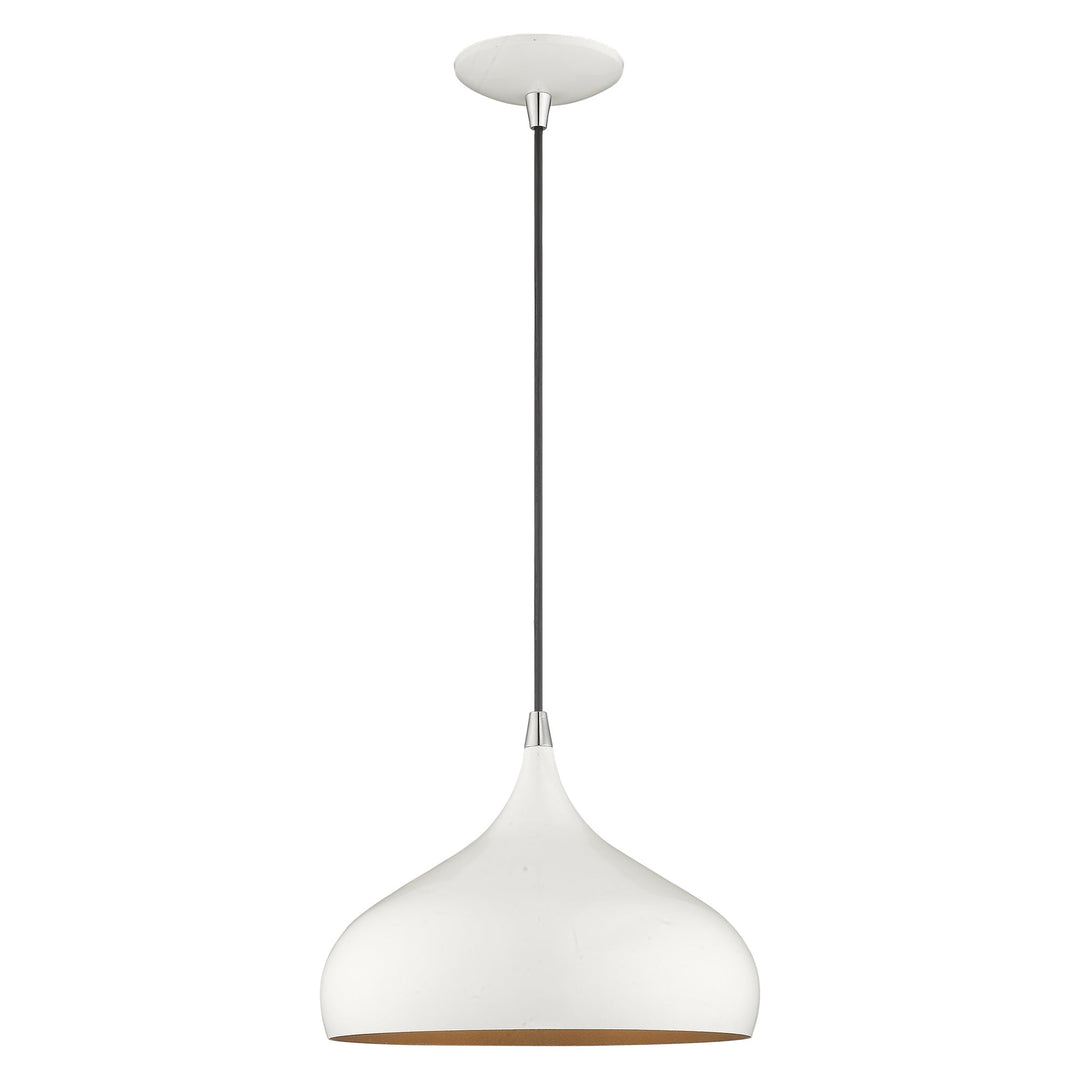 1 Light Shiny White Single Pendant Livex