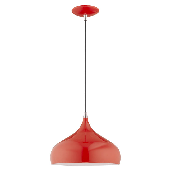 1 Light Shiny Red Single Pendant Livex