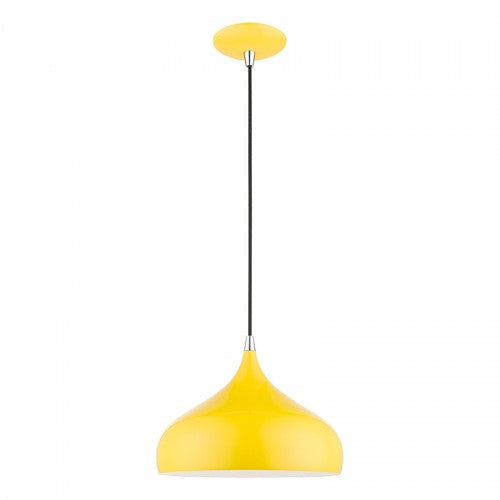 1 Light Shiny Yellow with Polished Chrome Accents Pendant Livex