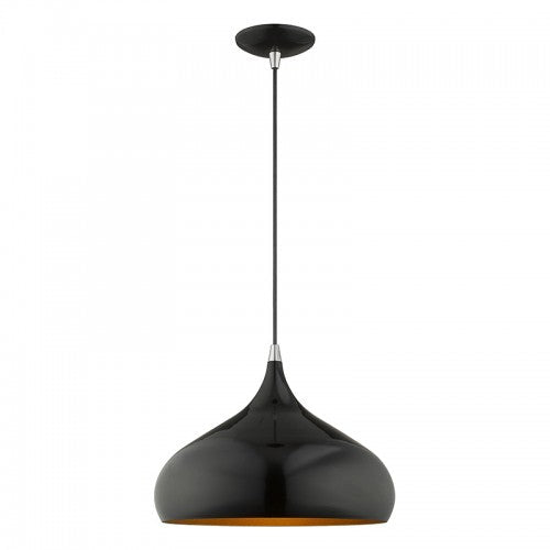 1 Light Shiny Black Single Pendant Livex