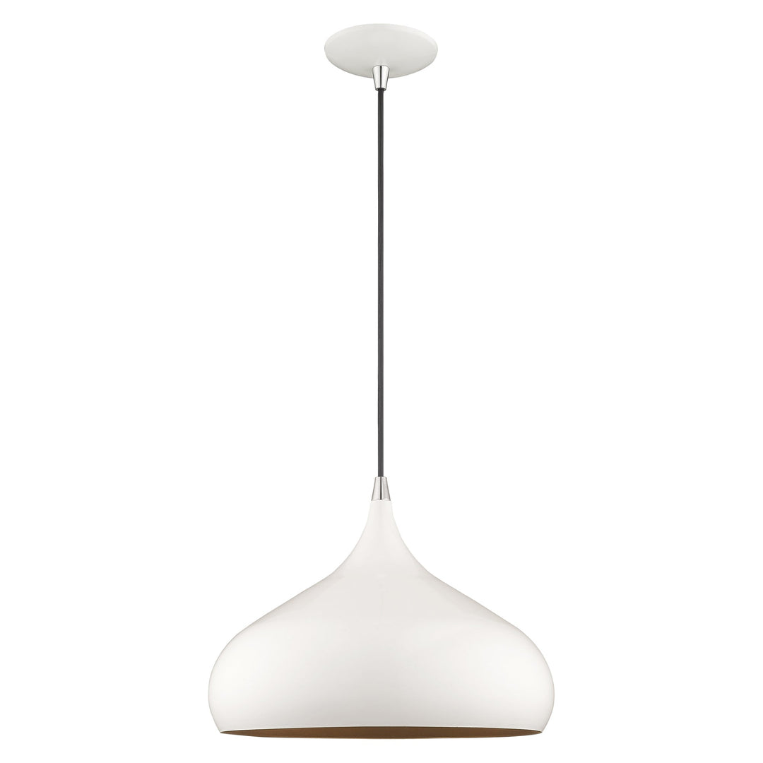 1 Light Shiny White Single Pendant Livex