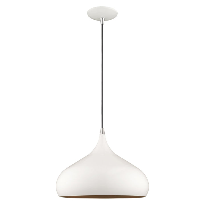 1 Light Shiny White Single Pendant Livex