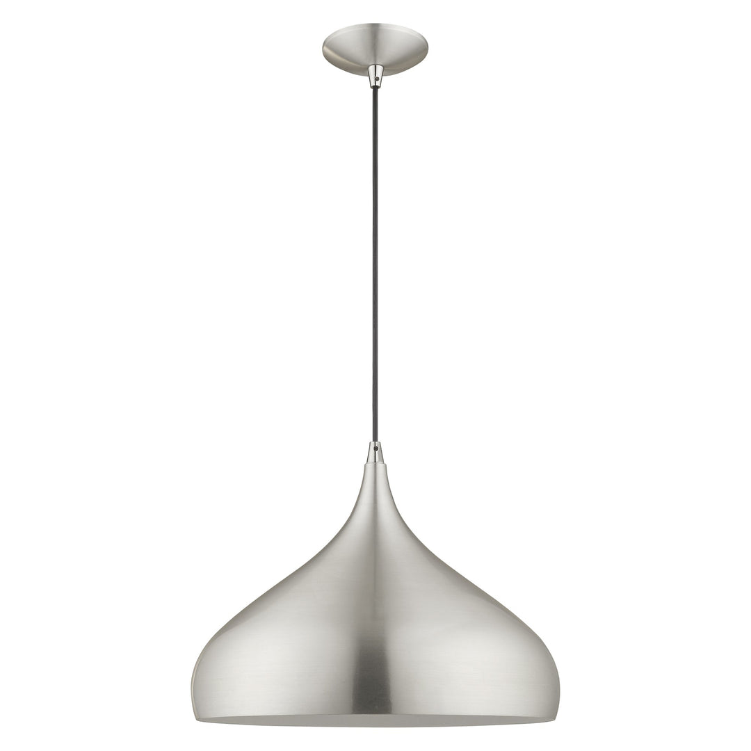 1 Light Brushed Aluminum Single Pendant Livex