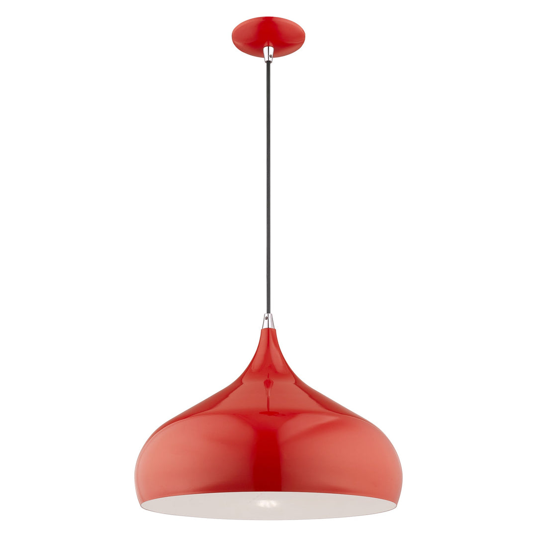 1 Light Shiny Red Single Pendant Livex