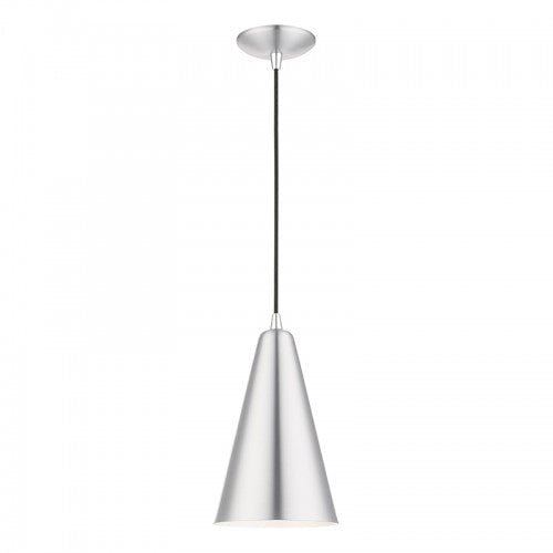 1 Light Brushed Aluminum with Polished Chrome Accents Mini Pendant Livex