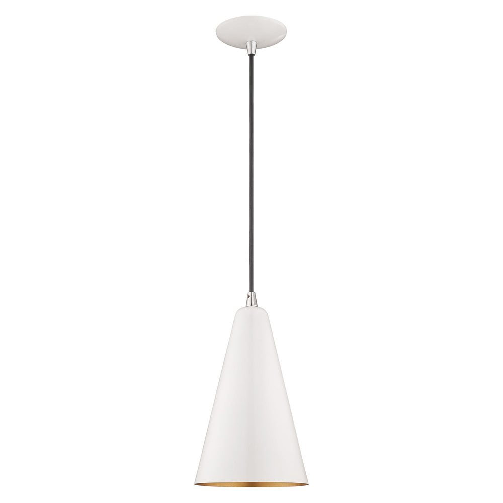 1 Light Shiny White Single Pendant Livex