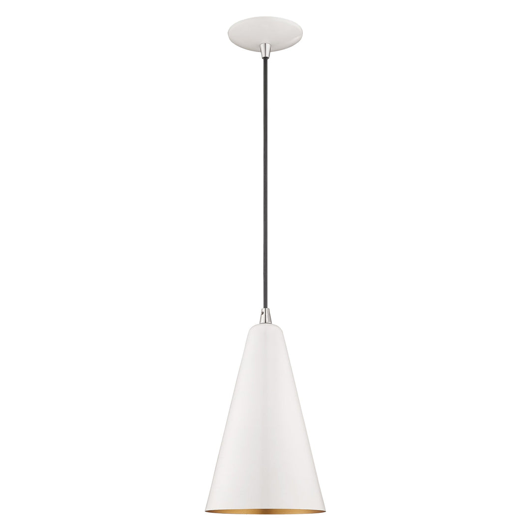 1 Light Shiny White Single Pendant Livex