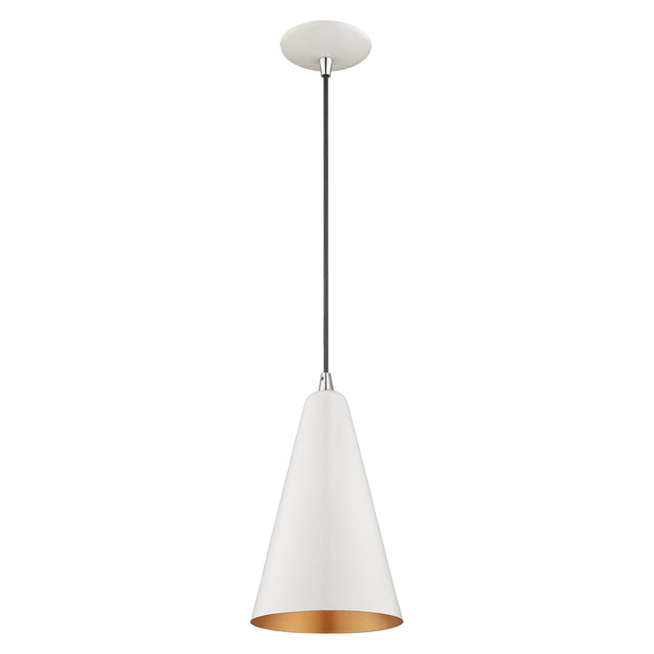 1 Light Shiny White Single Pendant Livex