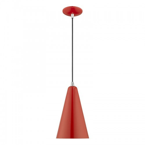 1 Light Shiny Red Single Pendant Livex