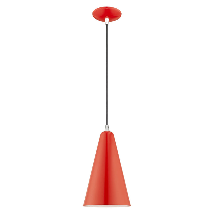 1 Light Shiny Red Single Pendant Livex