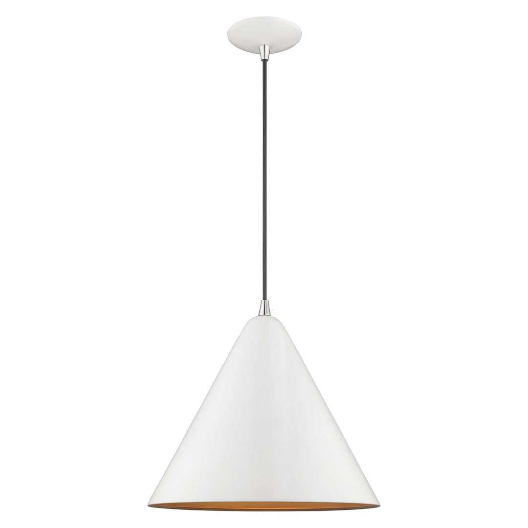 1 Light Shiny White Single Pendant Livex