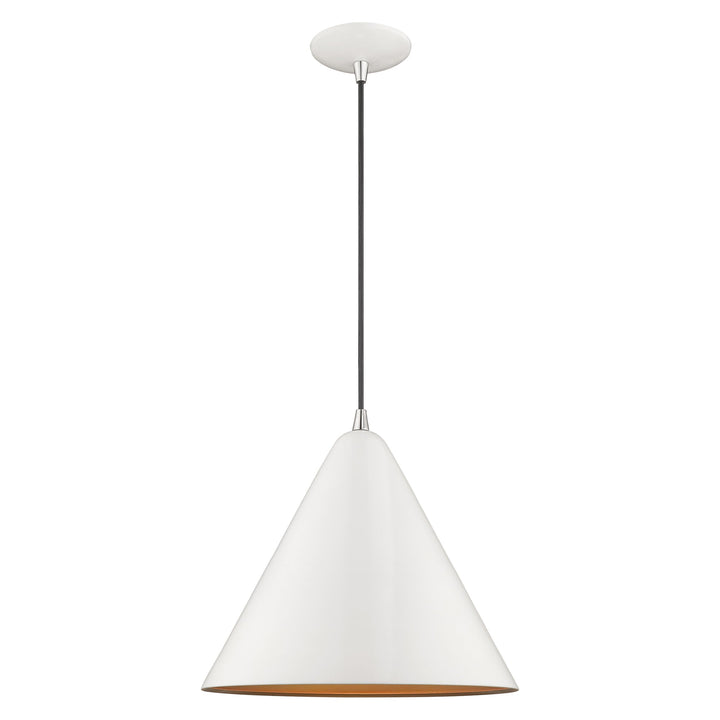 1 Light Shiny White Single Pendant Livex