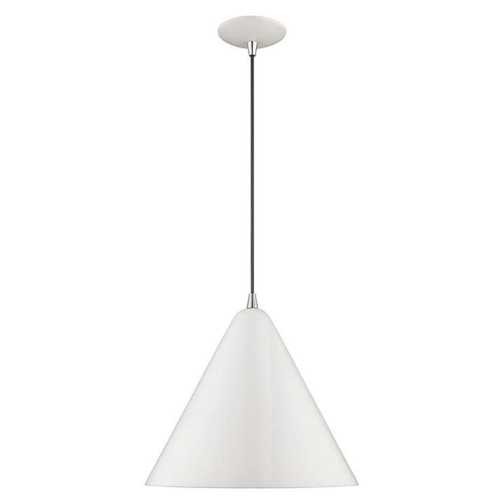 1 Light Shiny White Single Pendant Livex