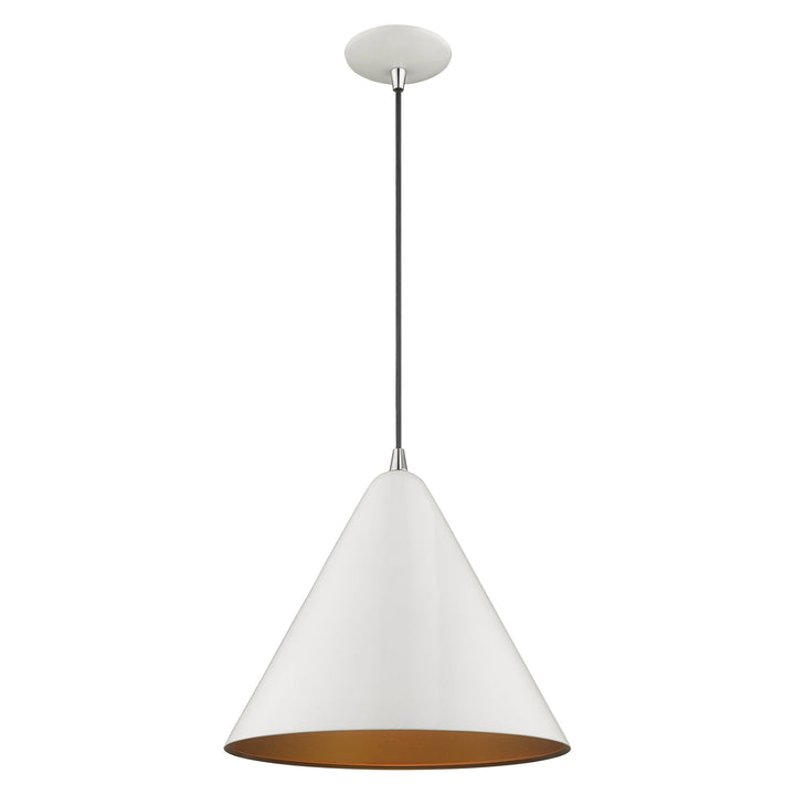 1 Light Shiny White Single Pendant Livex