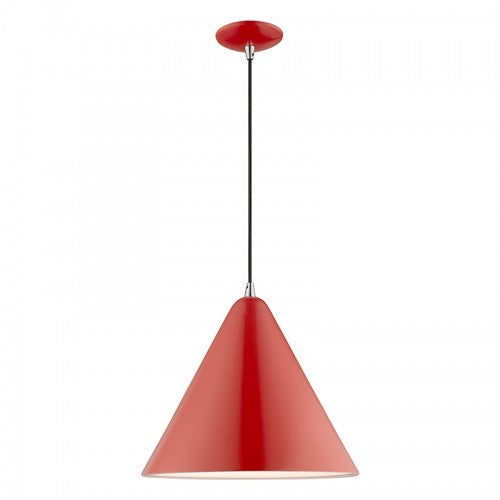 1 Light Shiny Red Single Pendant Livex