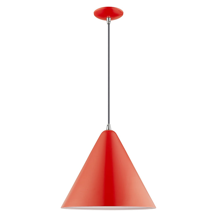 1 Light Shiny Red Single Pendant Livex