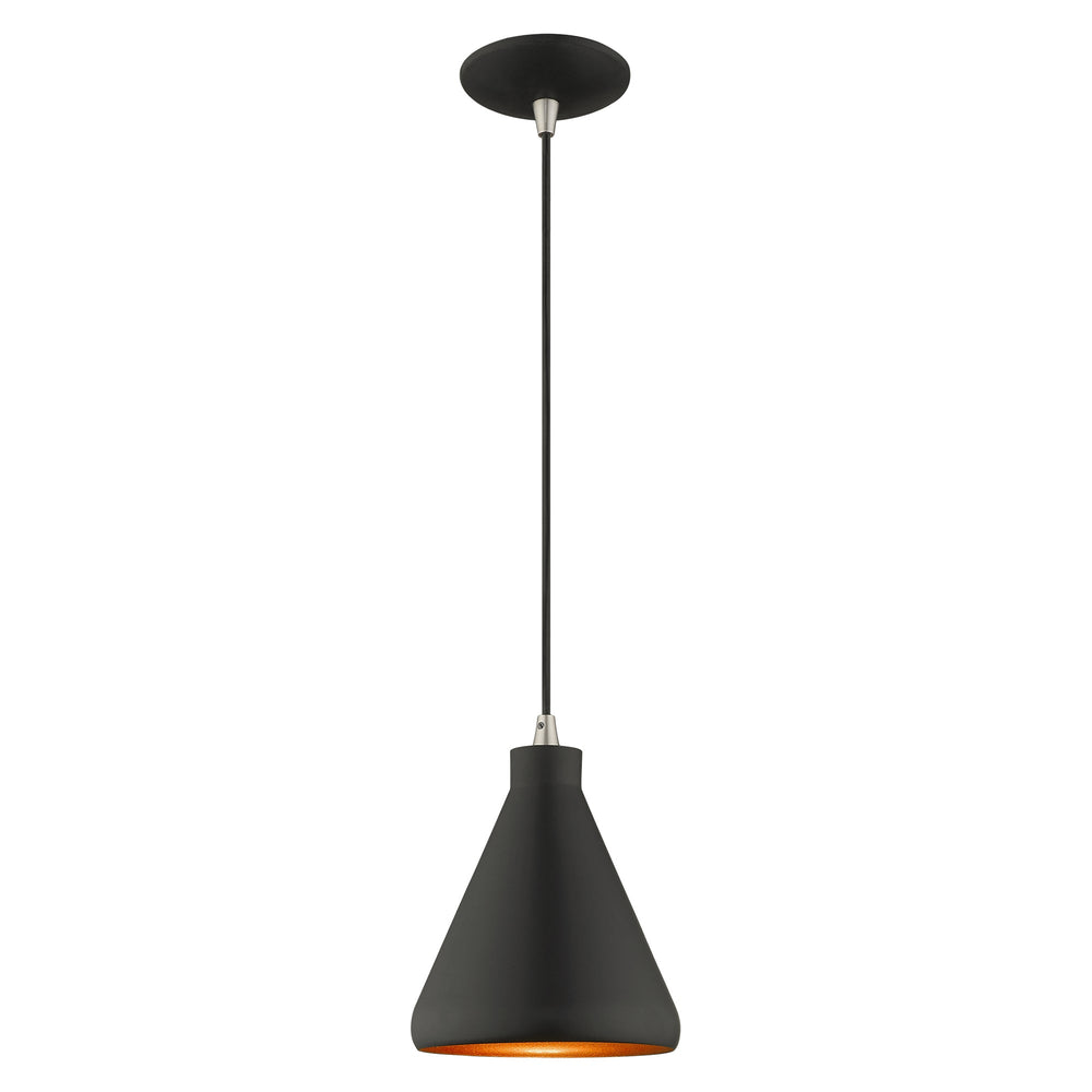 1 Light Black Single Pendant Livex