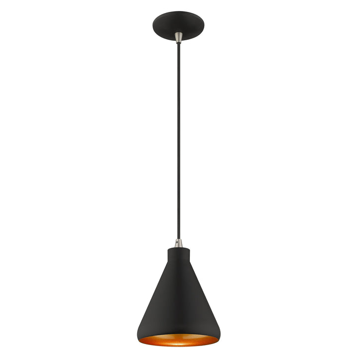 1 Light Black Single Pendant Livex