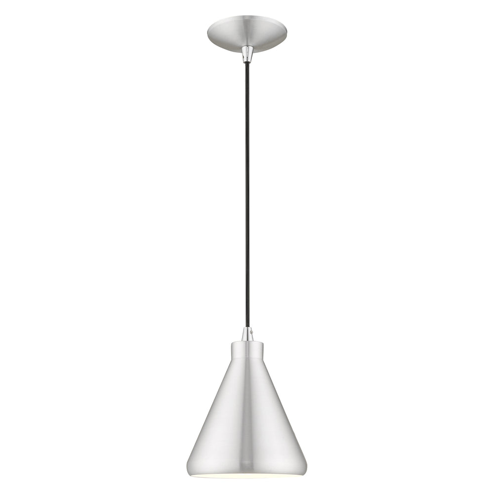 1 Light Brushed Aluminum Single Pendant Livex