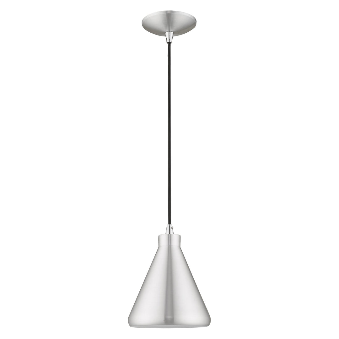 1 Light Brushed Aluminum Single Pendant Livex