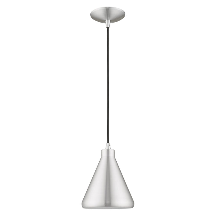 1 Light Brushed Aluminum Single Pendant Livex