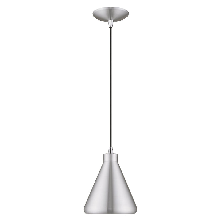 1 Light Brushed Aluminum Single Pendant Livex