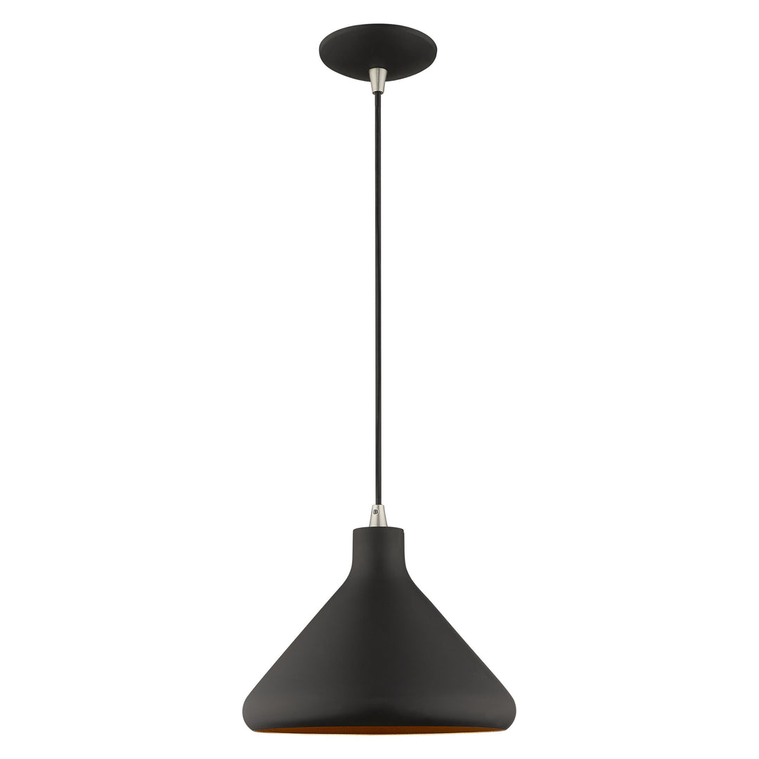 1 Light Black Single Pendant Livex