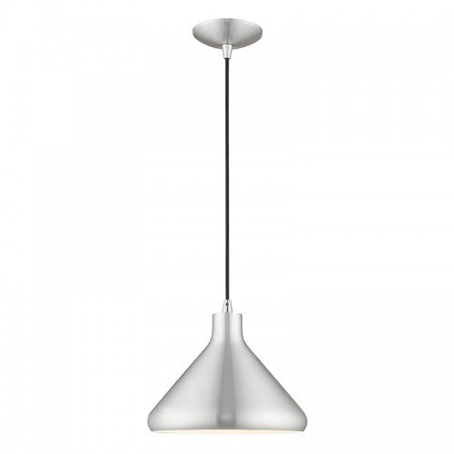 1 Light Brushed Aluminum Single Pendant Livex