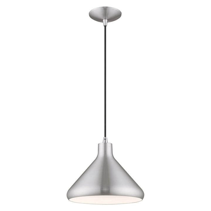 1 Light Brushed Aluminum Single Pendant Livex