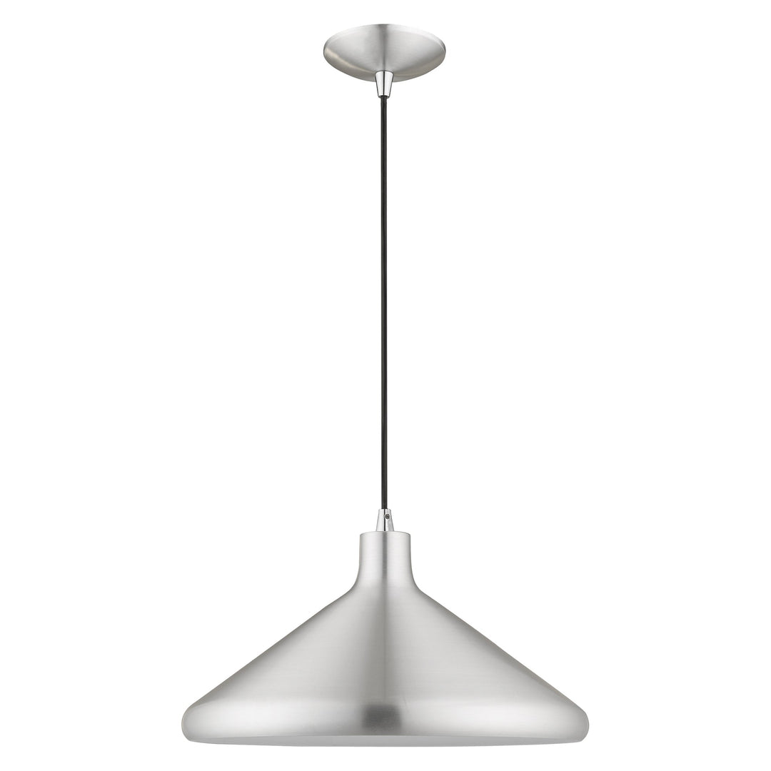 1 Light Brushed Aluminum Single Pendant Livex