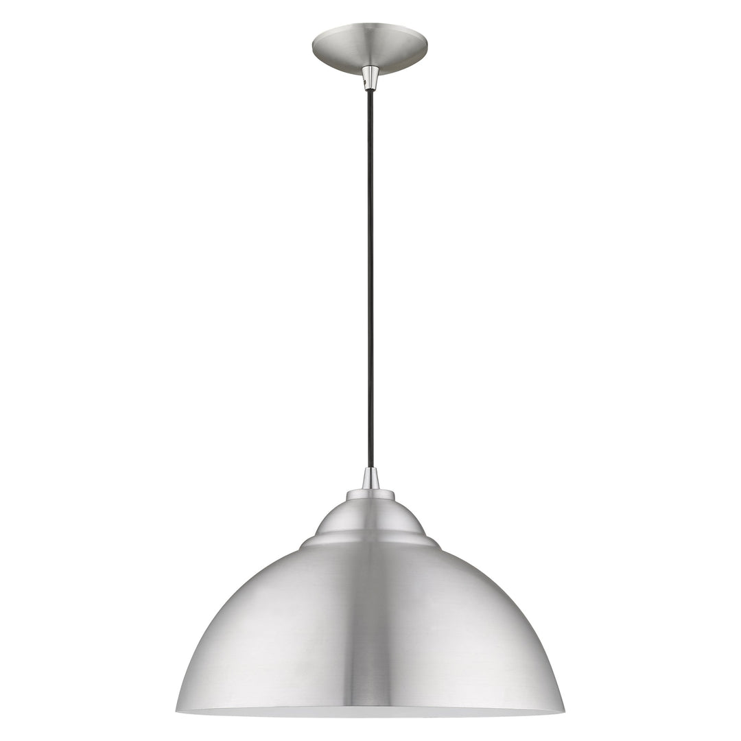 1 Light Brushed Aluminum Single Pendant Livex