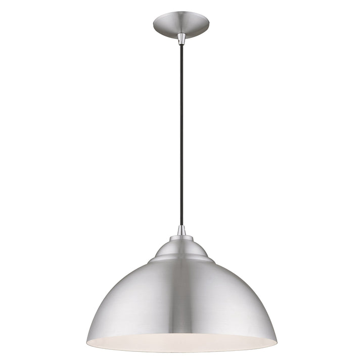 1 Light Brushed Aluminum Single Pendant Livex