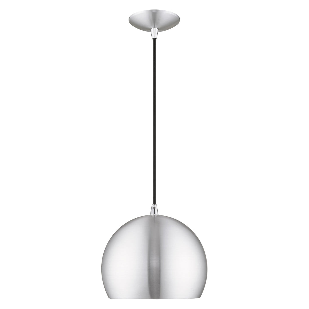 1 Light Brushed Aluminum Single Pendant Livex