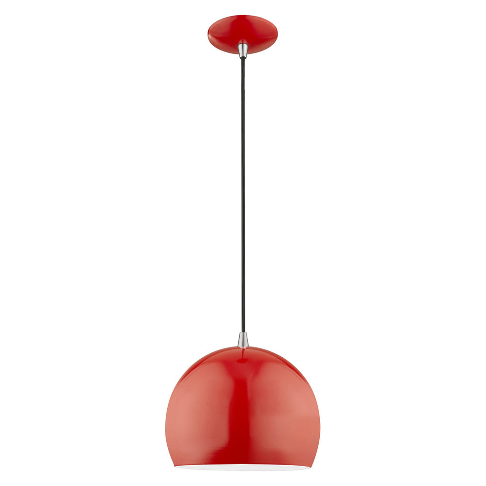 1 Light Shiny Red Single Pendant Livex