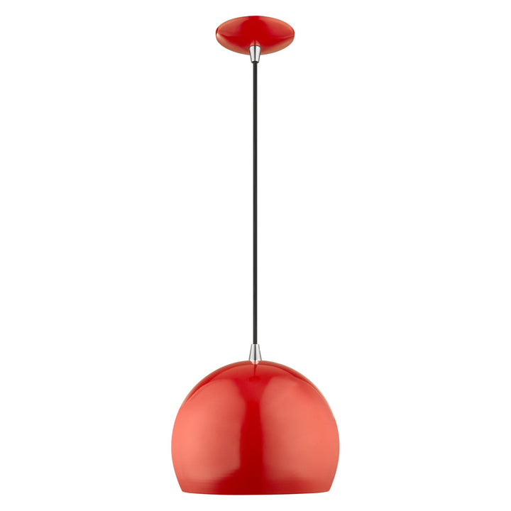 1 Light Shiny Red Single Pendant Livex