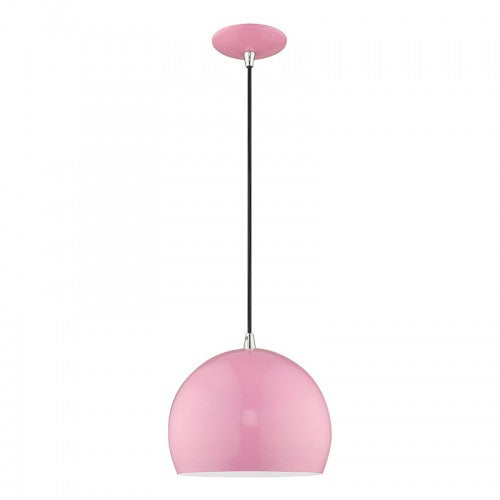 1 Light Shiny Pink Single Pendant Livex