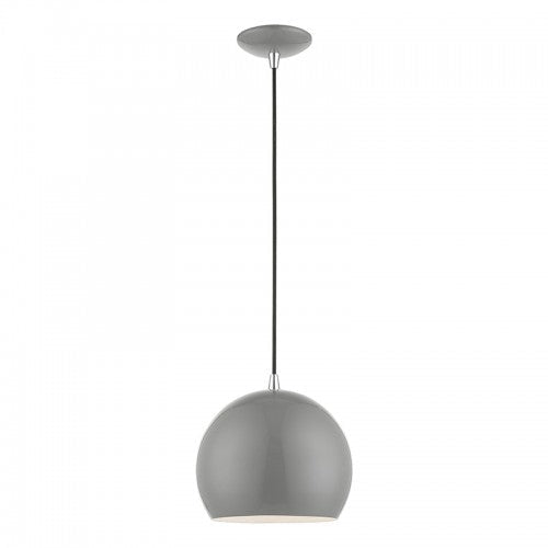 1 Light Shiny Light Gray with Polished Chrome Accents Globe Pendant Livex